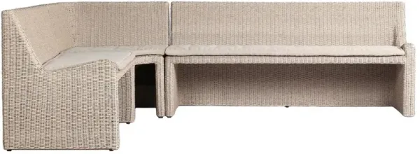 Senna Vintage White Outdoor Dining Banquette L-Shape - Left Arm Facing - 106"