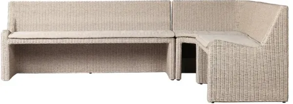 Senna Vintage White Outdoor Dining Banquette L-Shape - Right Arm Facing - 106"