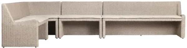 Senna Vintage White Outdoor Dining Banquette L-Shape - Left Arm Facing - 145"