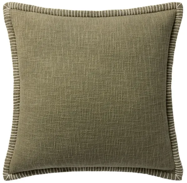 Corwyn Updated Traditional Green Cotton Throw Pillow - 22x22