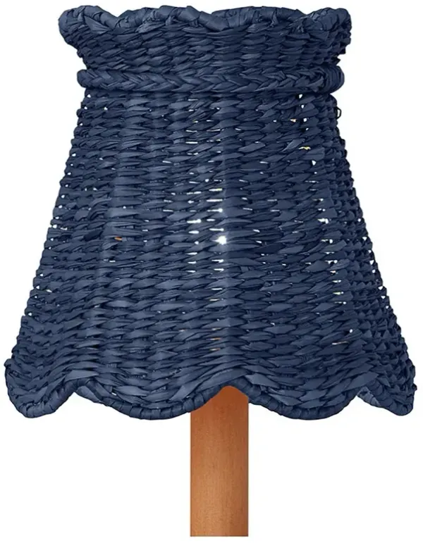 Eliza Coastal Beach Indigo Seagrass Scalloped Chandelier Shade