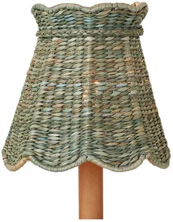 Eliza Coastal Beach Light Teal Seagrass Scalloped Chandelier Shade
