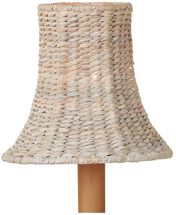 Reese Coastal Beach Whitewash Seagrass Tapered Chandelier Shade
