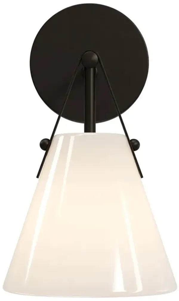 Stellan Updated Traditional White Glass Bronze Single Bath Wall Sconce