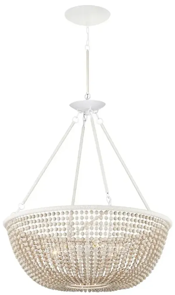 Quillon Coastal Beach Cream Wood Beads Chandelier