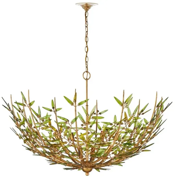 Emeric Updated Traditional Green Glass Leaves Chandelier