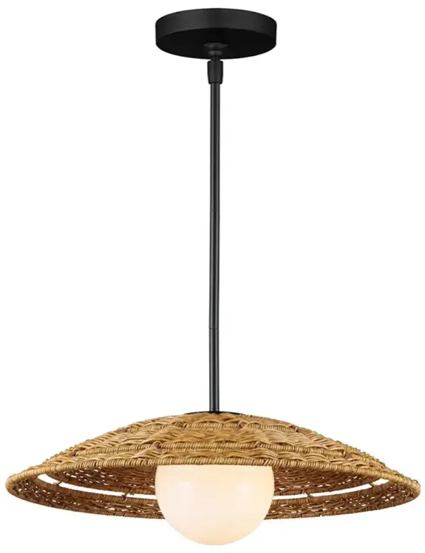 Corin Coastal Beach Natural Wicker Outdoor Pendant - Small