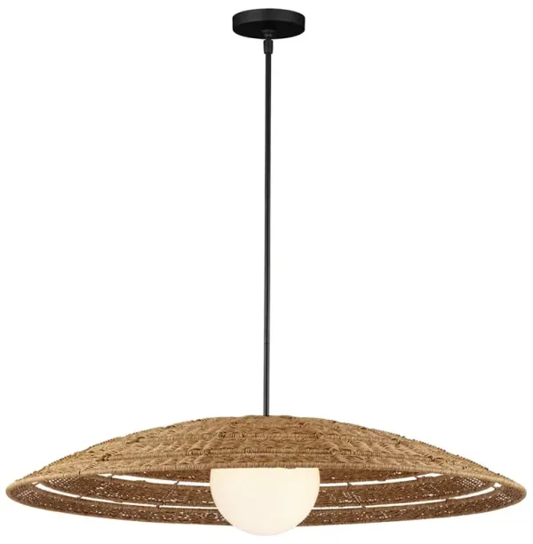 Corin Coastal Beach Natural Wicker Outdoor Pendant - Large