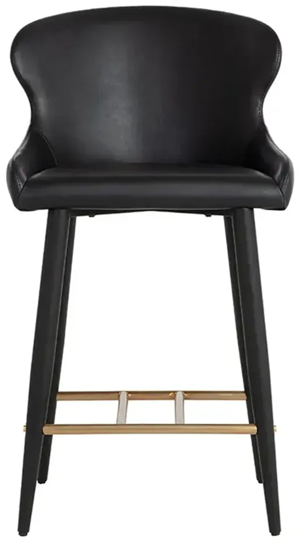 Alvira Modern Classic Black Faux Leather Iron Counter Stool