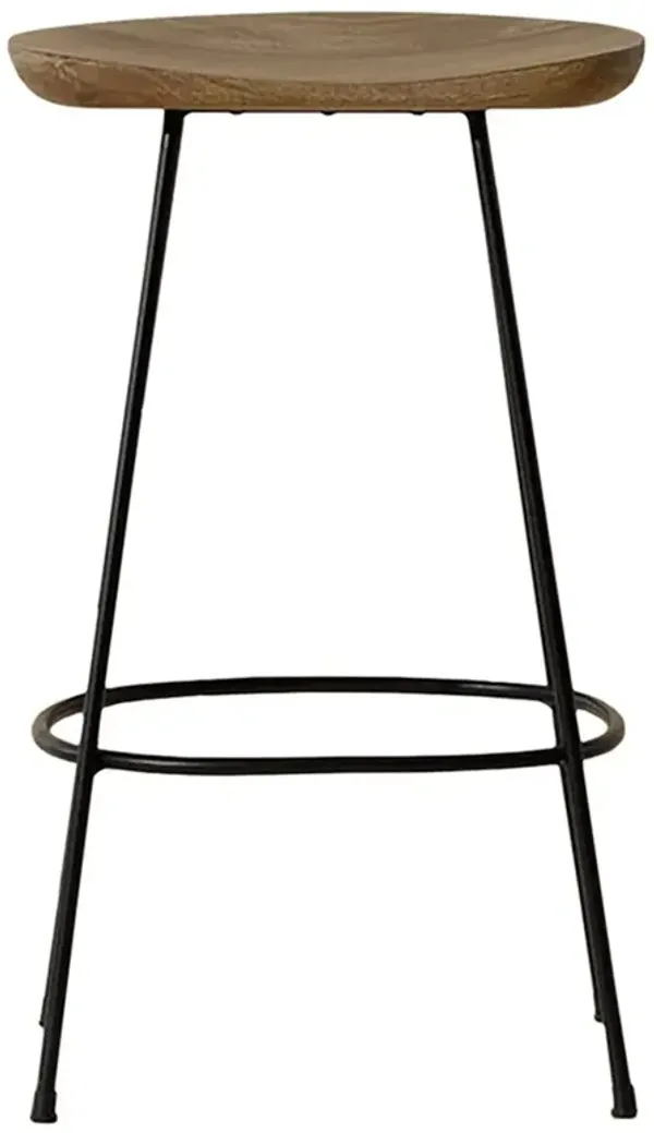 Achna Modern Classic Brown Mango Wood Iron Counter Stool