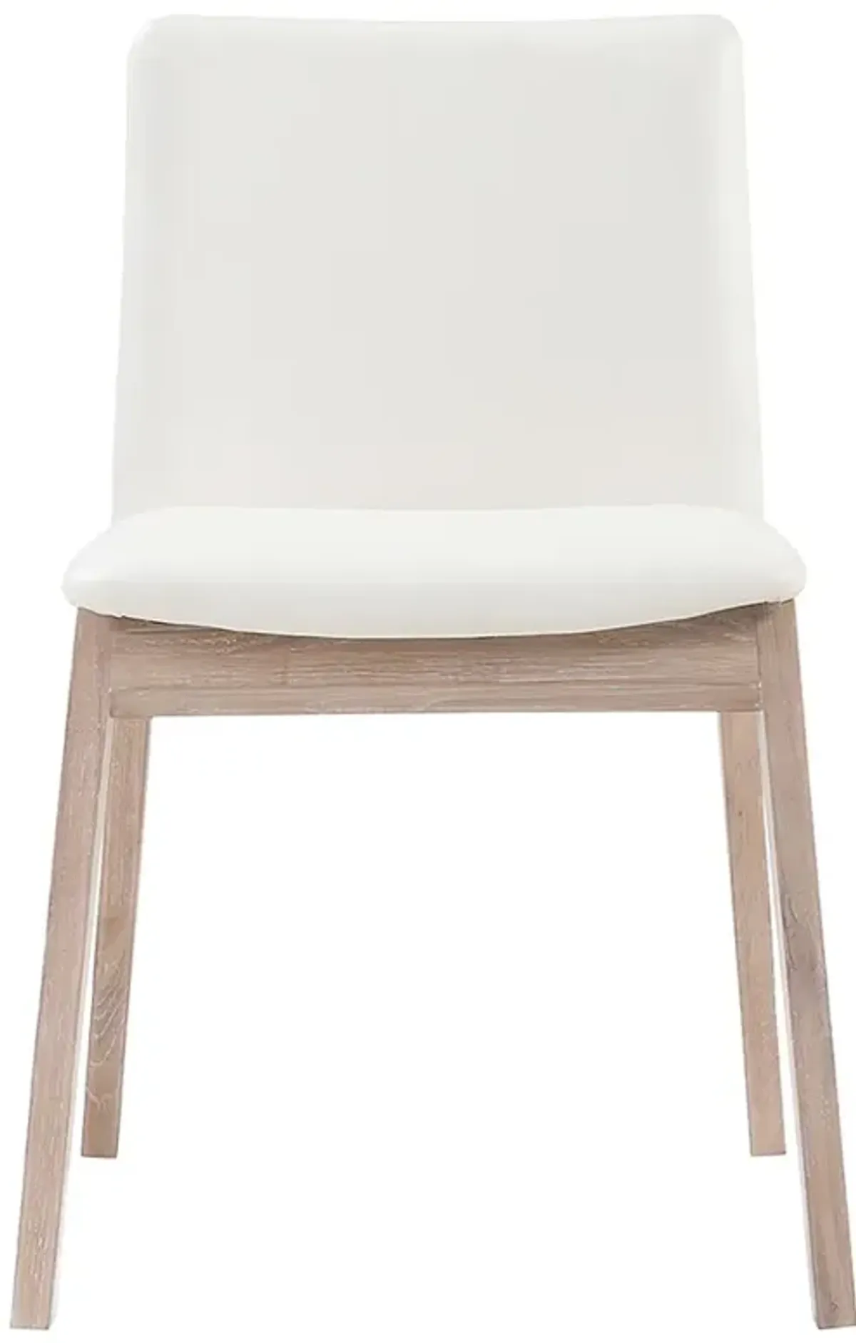 Everlee Modern Classic White Faux Leather Oak Wood Dining Chair - Set of 2