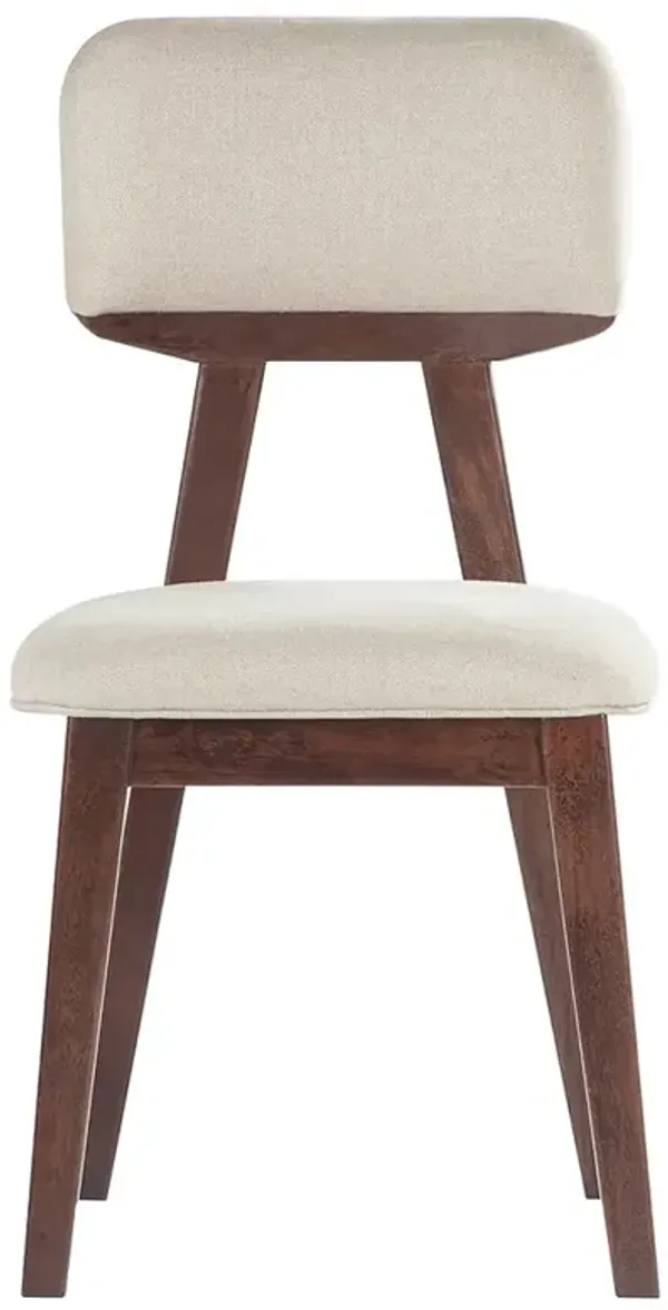 Ardith Modern Classic Cream Linen Dark Brown Wood Dining Chair