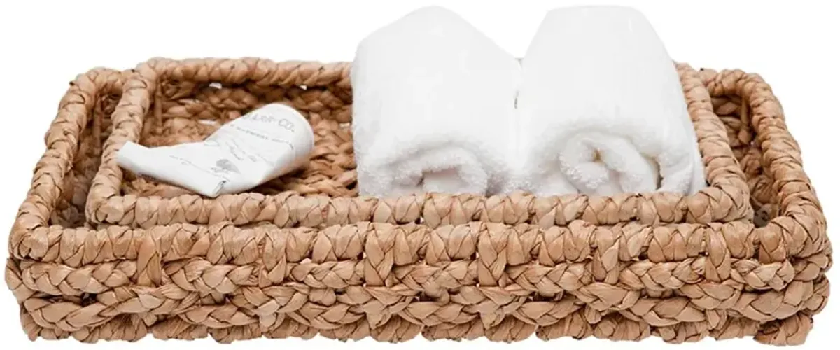 Pigeon and Poodle Destin Coastal Beach Natural Braided Seagrass Tray - Set of 2