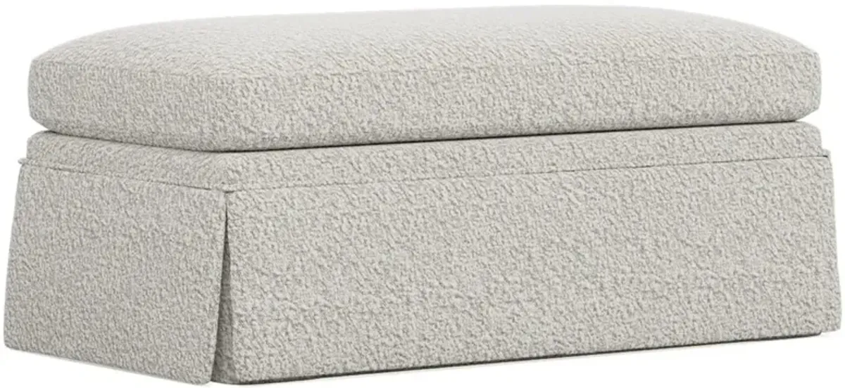 Hartwell Cloud Grey Textured Bouclé Ottoman