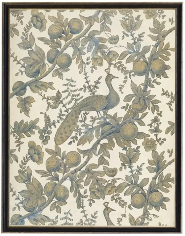 Halden Updated Traditional Green Bird Black Frame Painting - 16x12