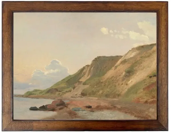 Odessa Traditional Green Landscape Brown Walnut Frame Painting - 16x20