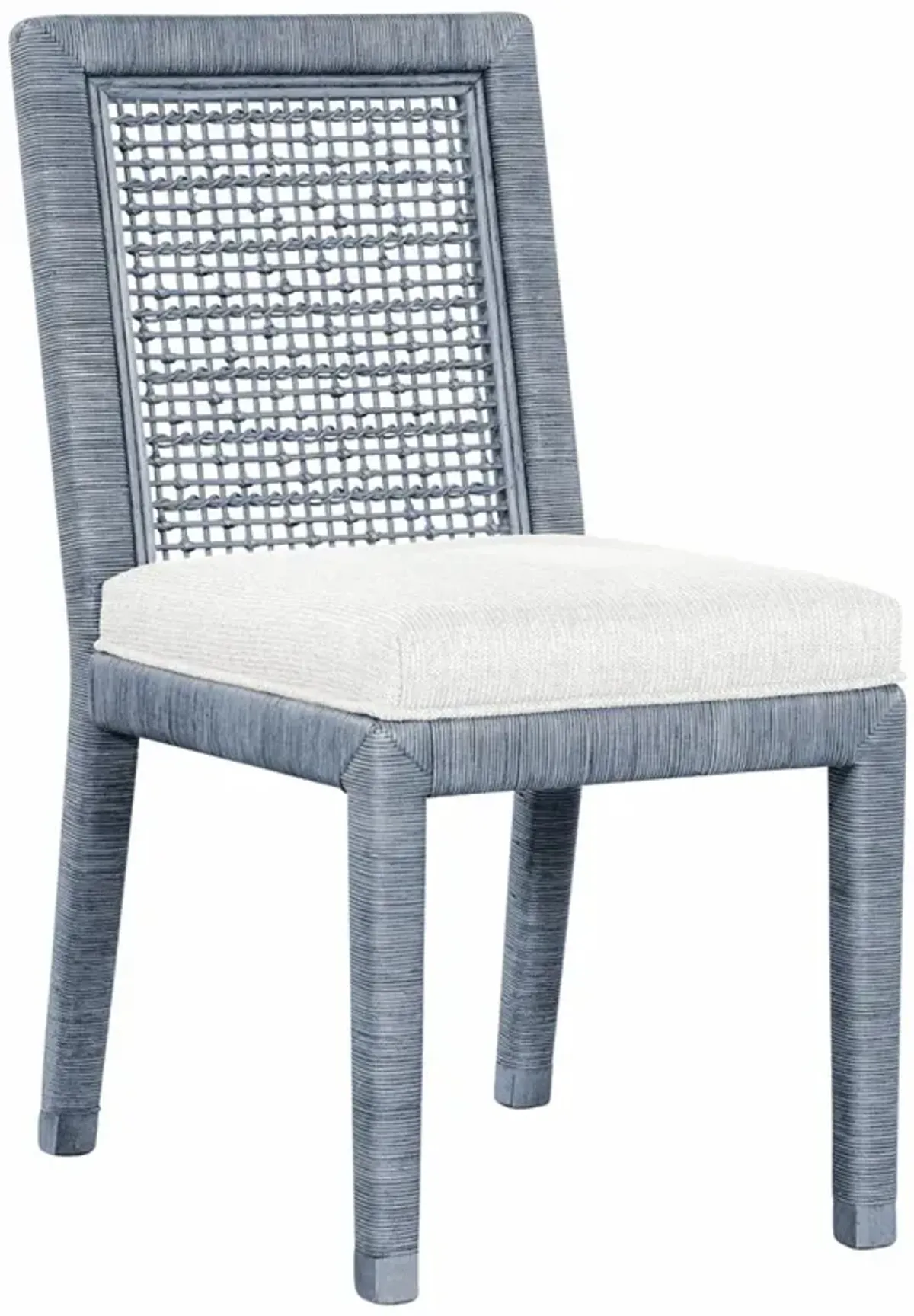 Mako Coastal Beach Blue Rattan White Performance Dining Chair