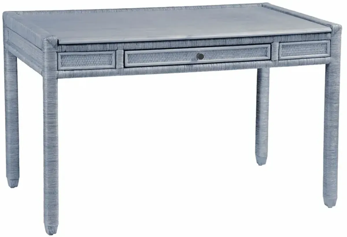 Mako Coastal Beach Blue Rattan Writing Desk