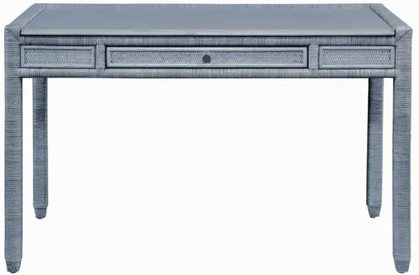 Mako Coastal Beach Blue Rattan Writing Desk