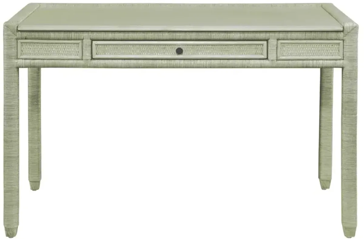 Mako Coastal Beach Green Rattan Writing Desk