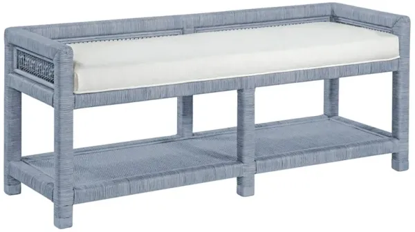 Mako Coastal Beach Blue Rattan White Performance Bench
