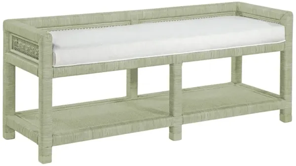 Mako Coastal Beach Green Rattan White Performance Bench