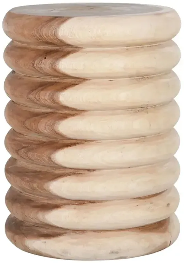 Gianni Coastal Beach Natural Wood Round Side Table