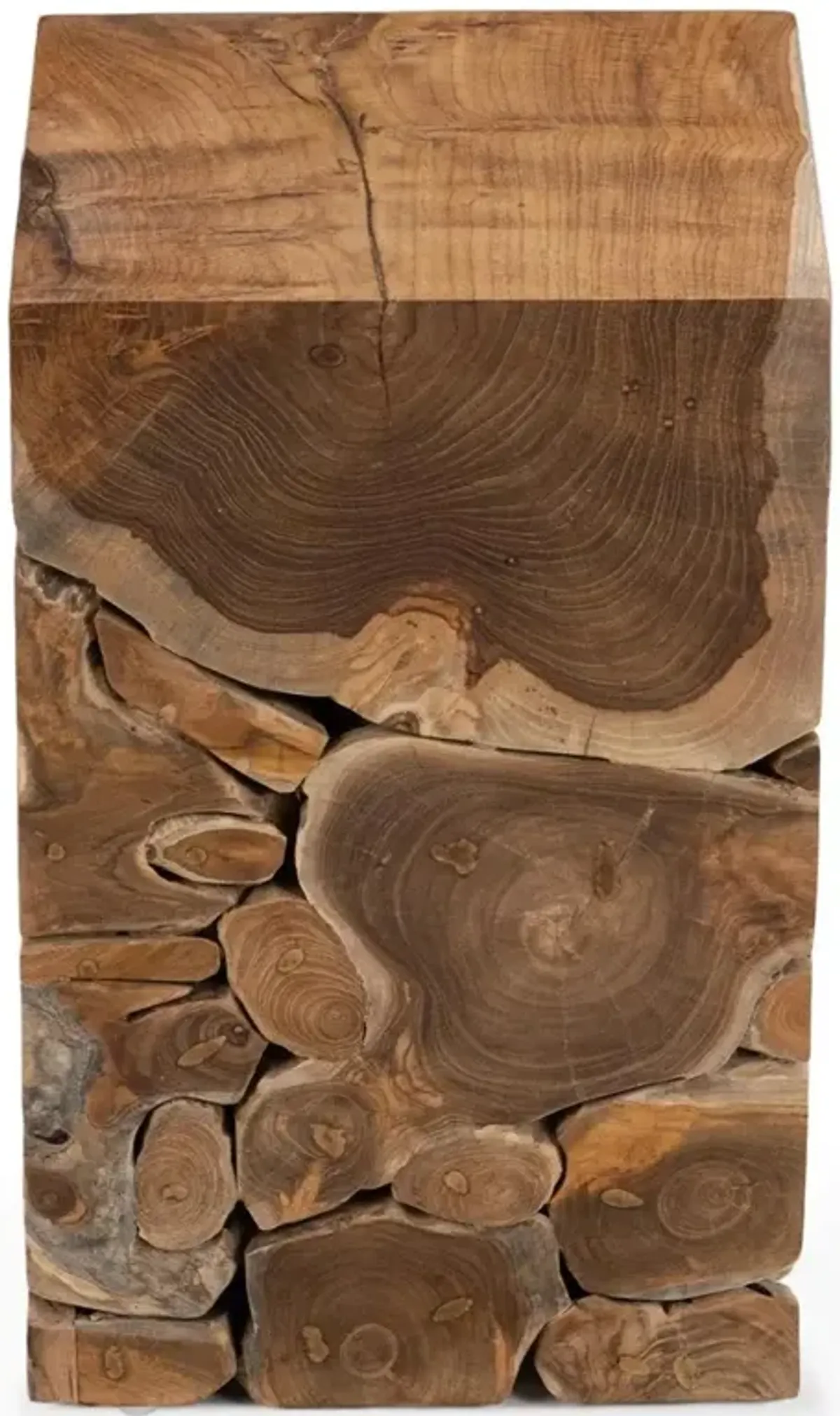 Rayne Coastal Beach Brown Teak Wood Square Side Table