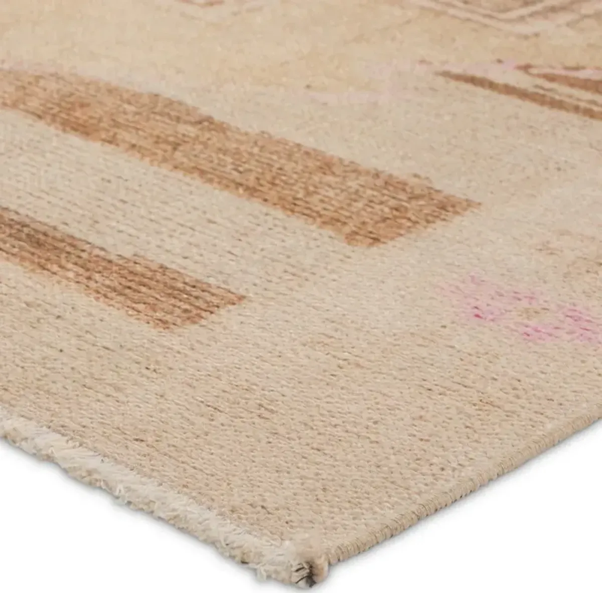 Phoebe Global Medallion Tan Pink Patterned Rug - Sample