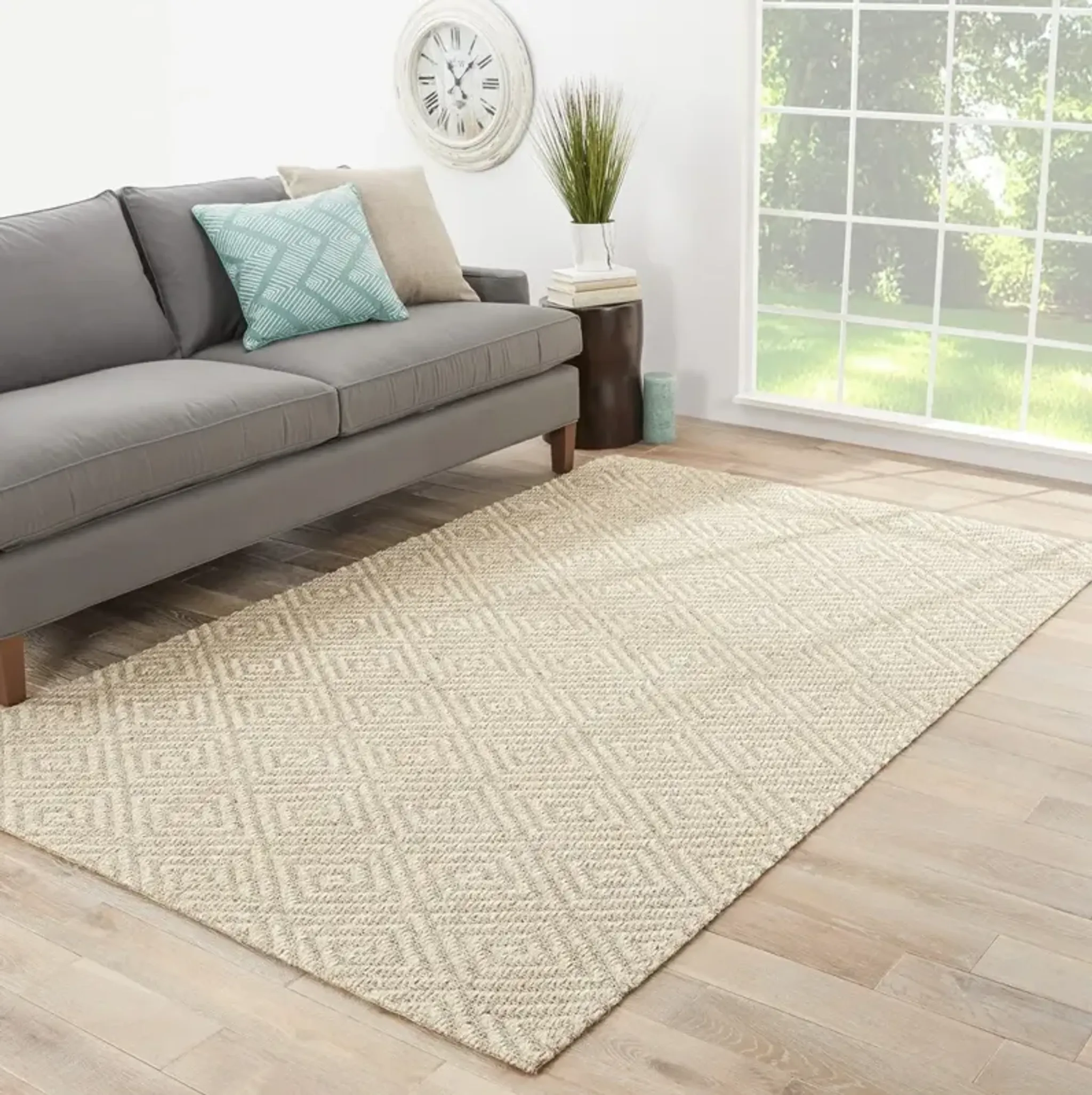 Tristan Global Brown Diamond Lattice Patterned Rug Sample Kathy Kuo ...