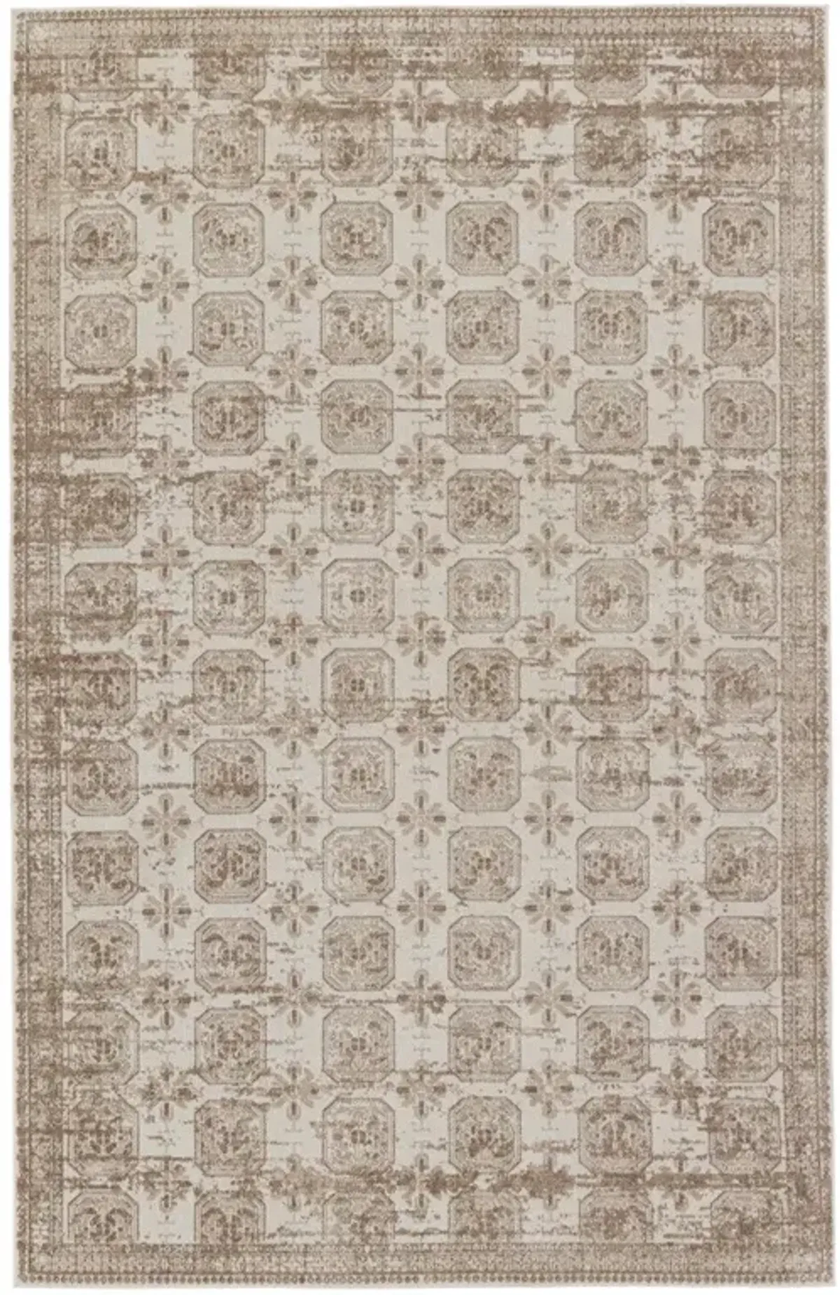Mirabella Global Bazaar Beige Trellis Patterned Washable Rug - Sample