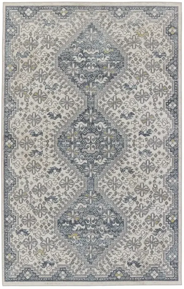 Yohan Global Bazaar Blue Medallion Patterned Washable Rug - Sample