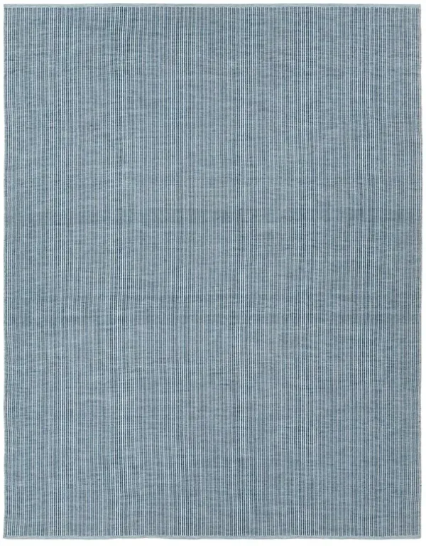 Avalyn Updated Traditional Blue Striped Patterned Indoor Outdoor Rug - Sample