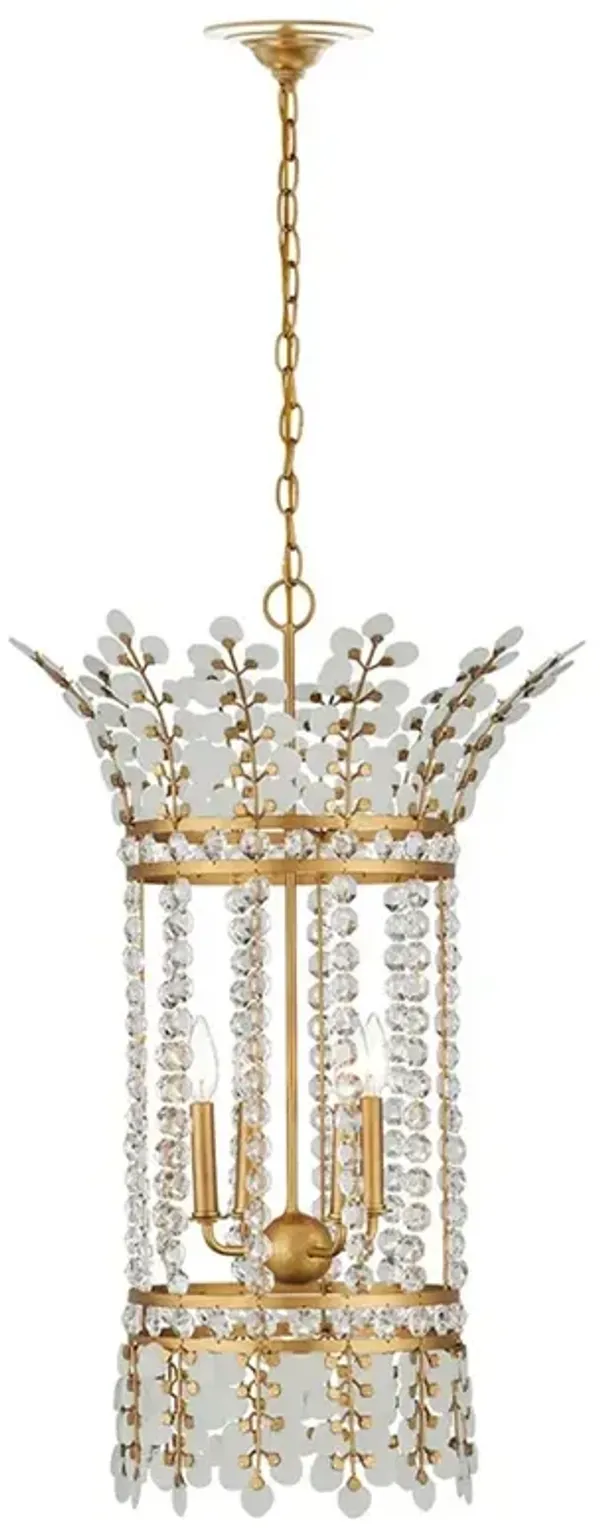 Cian Updated Traditional Frosted Glass Crystal Brass Iron Lantern