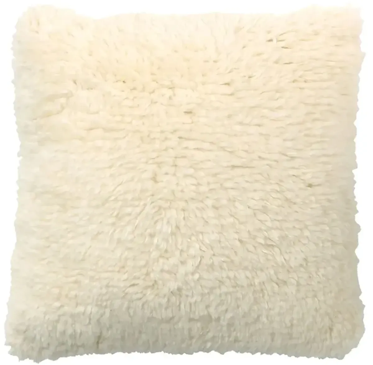 Neriah Modern Classic Cream Wool Shag Throw Pillow - 24x24