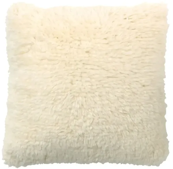 Neriah Modern Classic Cream Wool Shag Throw Pillow - 24x24
