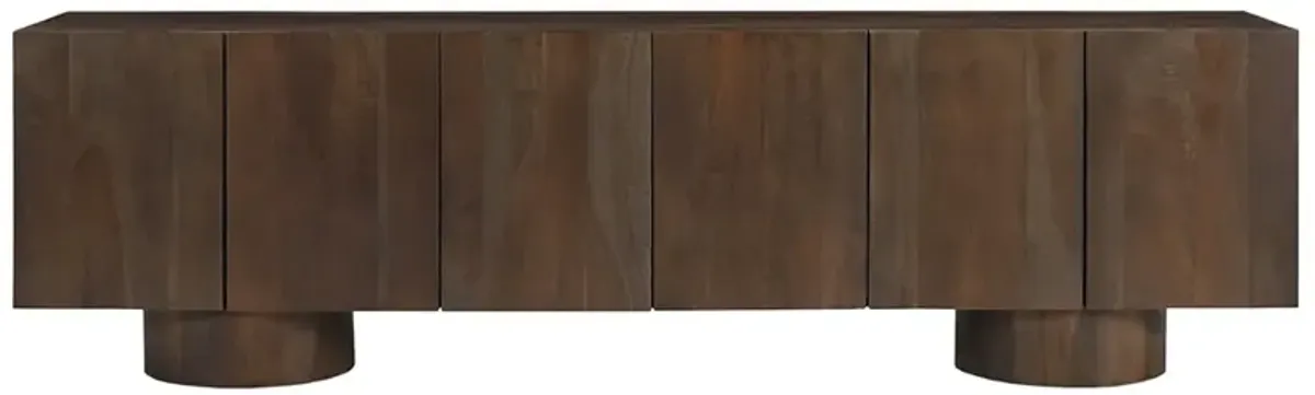 Adelaide Rustic Lodge Brown Reclaimed Wood Media Cabinet - Short - 90"