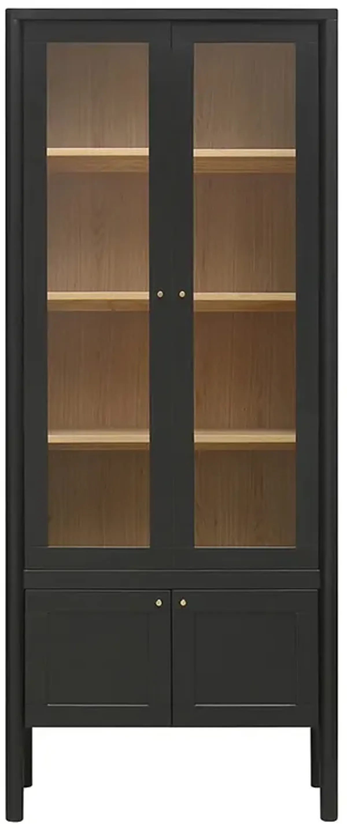 Riona Modern Classic Black Pine Wood Tall Display Cabinet