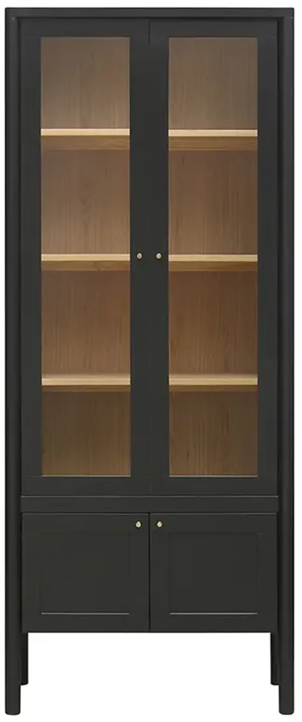 Riona Modern Classic Black Pine Wood Tall Display Cabinet
