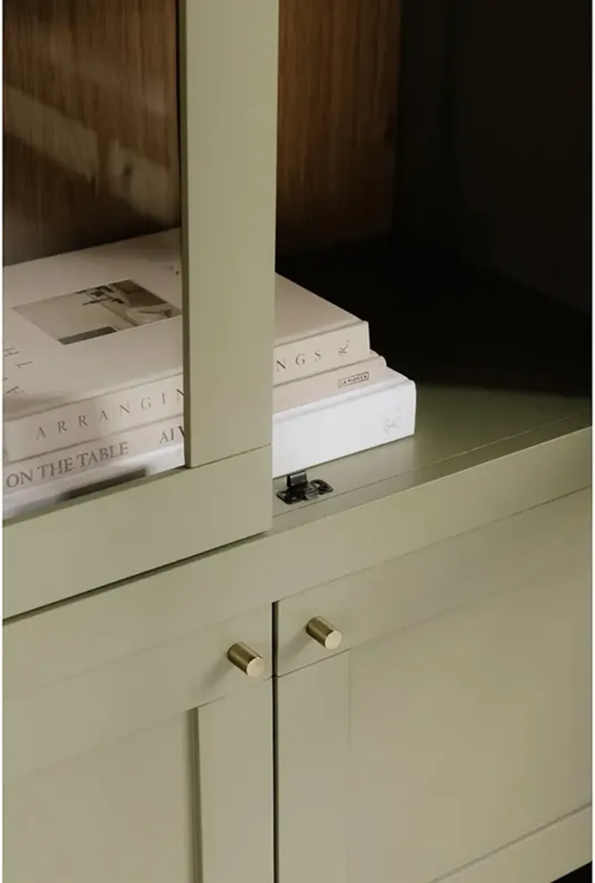 Riona Modern Classic Green Pine Wood Tall Display Cabinet