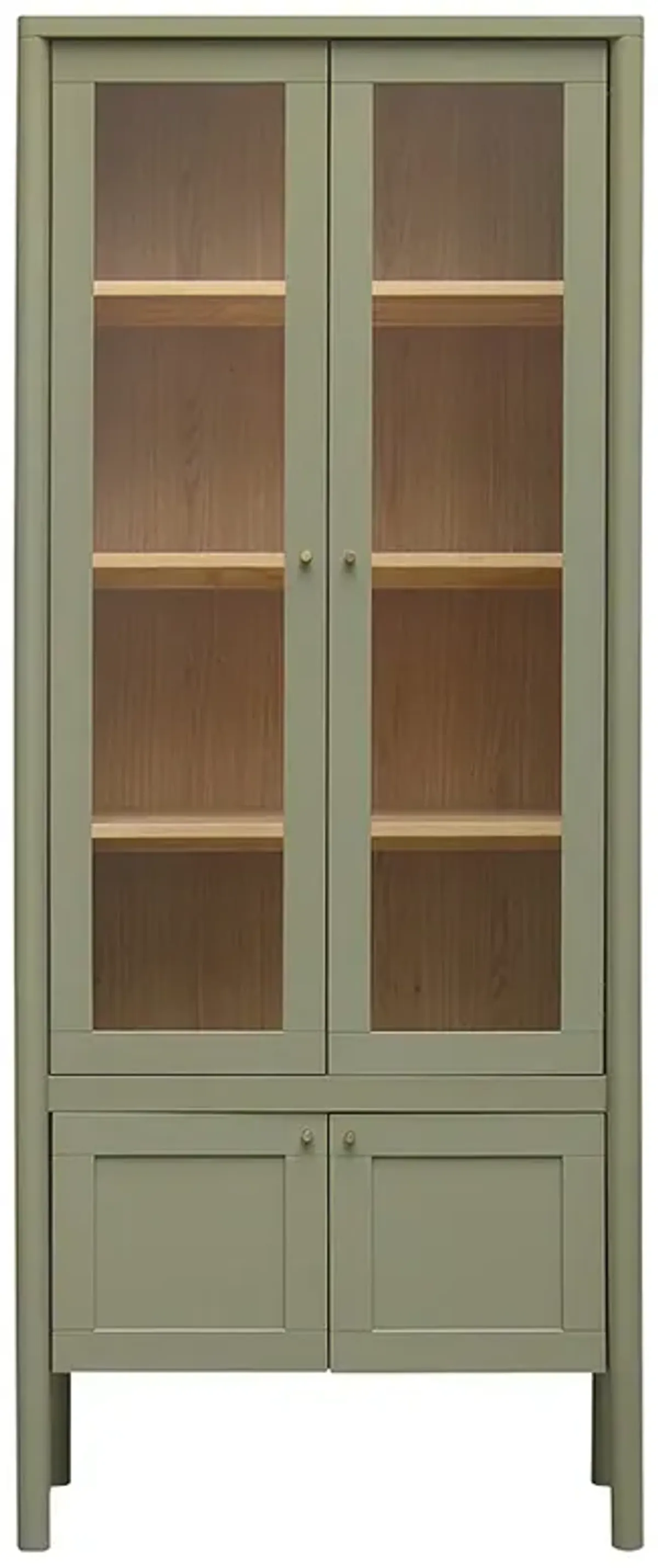 Riona Modern Classic Green Pine Wood Tall Display Cabinet
