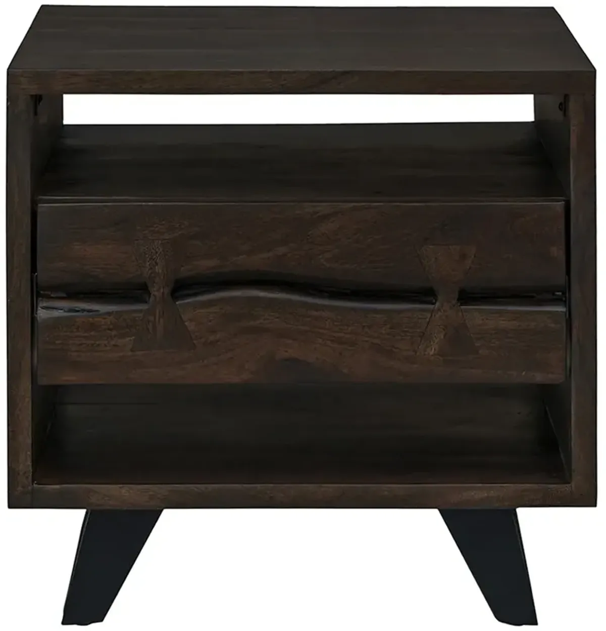 Atlas Rustic Lodge Dark Brown Acacia Wood Nightstand