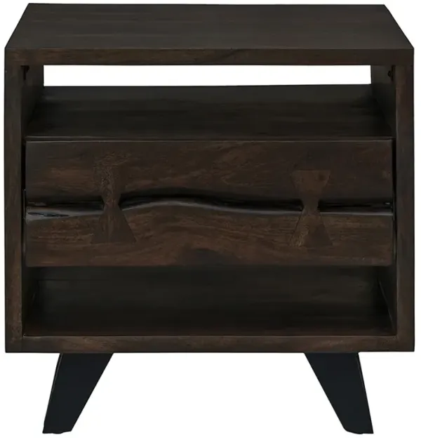 Atlas Rustic Lodge Dark Brown Acacia Wood Nightstand