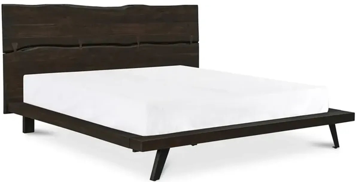 Atlas Rustic Lodge Dark Brown Acacia Wood Bed - Queen