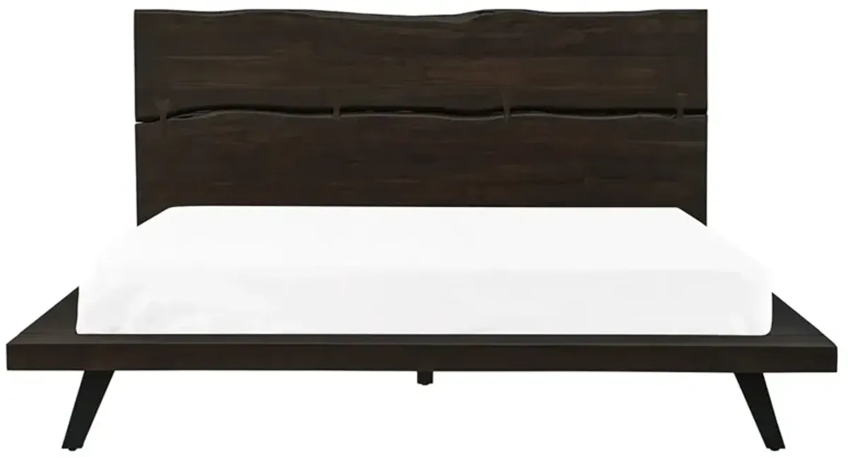 Atlas Rustic Lodge Dark Brown Acacia Wood Bed - Queen