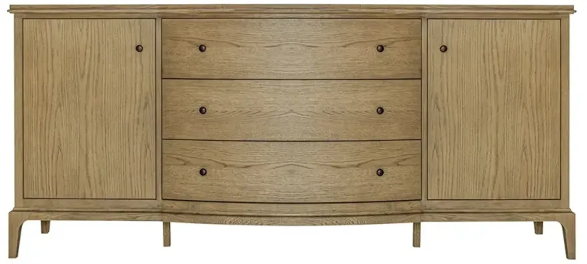 Melanie Updated Traditional Brown Oak Media Cabinet - 79"