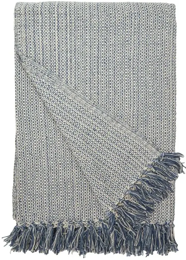 Julian Coastal Beach Blue Cotton Handwoven Oversized Throw Blanket