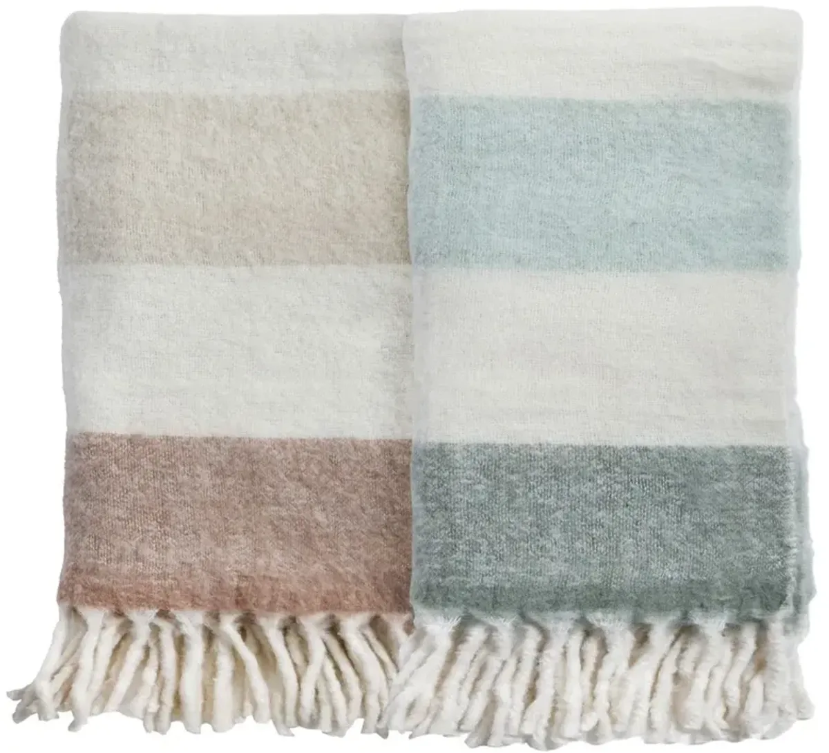 Whistler Coastal Beach Natural Faux Mohair Throw Blanket