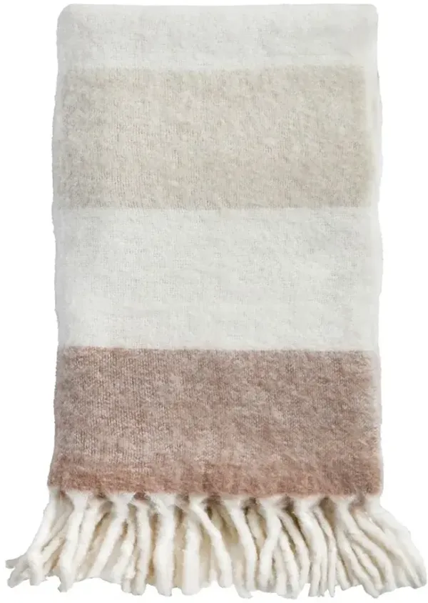 Whistler Coastal Beach Natural Faux Mohair Throw Blanket