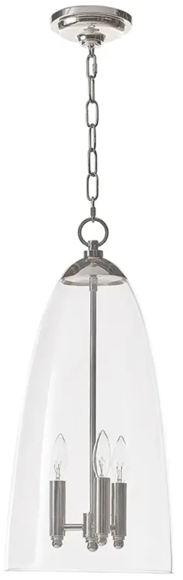 Maiden Updated Traditional Glass Shade Polished Nickel Pendant